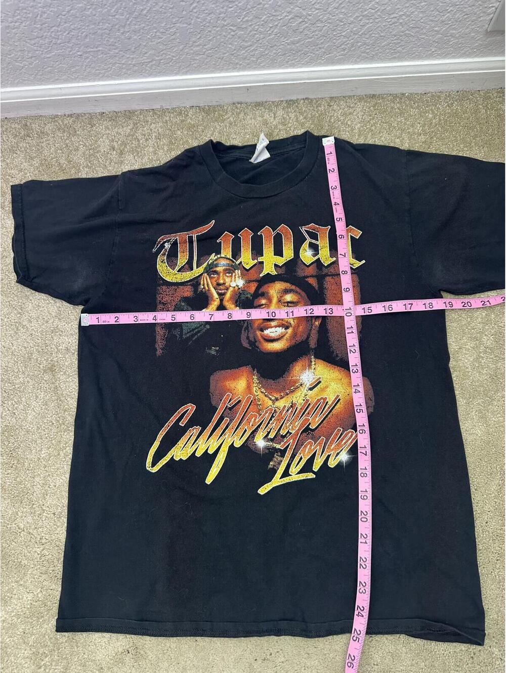Sz M Mens Black Tupac Shakur California Love Concert Band Graphic T-Shirt - Picture 2 of 3